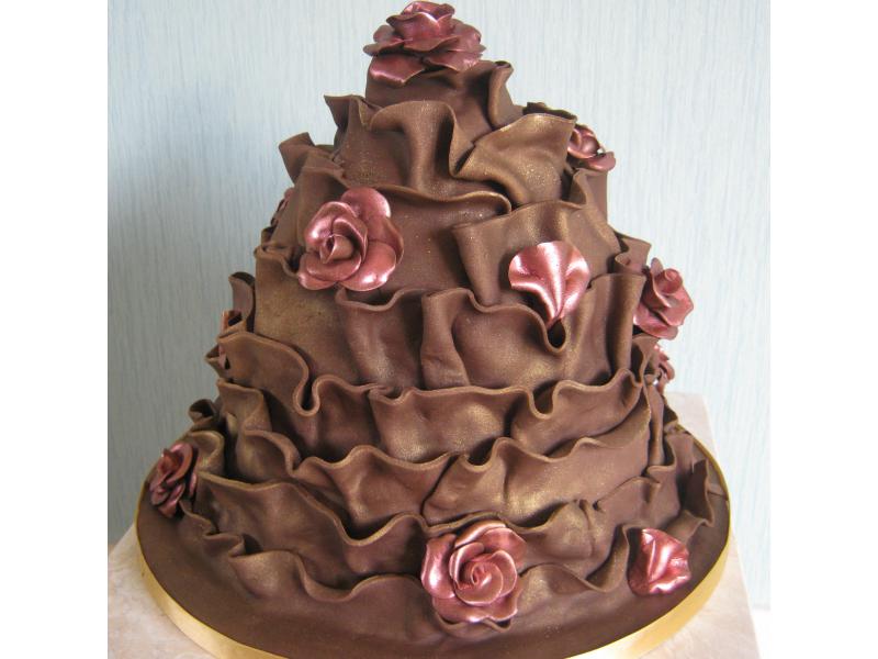Chocolate Friils Wedding Cake in sponge for Karen & Samuel in Blackpool