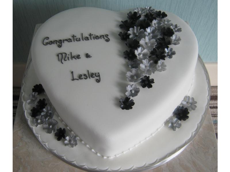 Classy Engagement Cake in black and silver from Madeira sponge for Mike and Lesley in Bispham