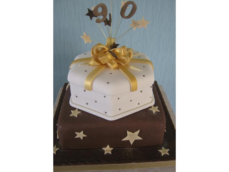 Rachel - chocolate starburst birthday cake in plain and chocolate sponges for Rachel of Poulton
