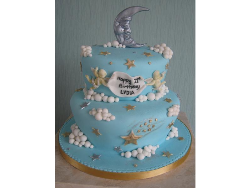 Cherubs and Moon coming of age cake in sponge for Lydia of Preston