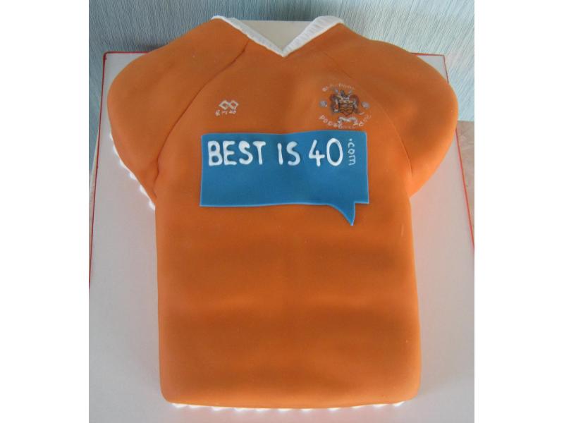 Blackpool FC shirt in chocolate sponge for Ian's 40th birthday in Cleveleys