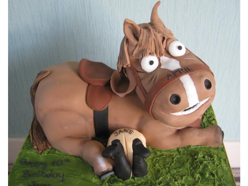 Jane (Comical Horse) fun cake in vanilla sponge for Jane's 40th birthday  in Preston