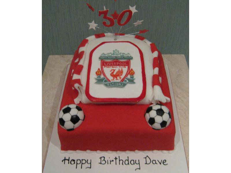 Liverpool FC Crest for Dave's 30th birthday in Blackpool from chocolate sponge