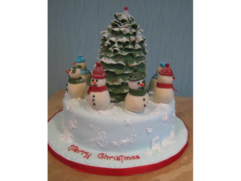 Christmas Scene with Snowmen in fruit cake for Brian in Bispham