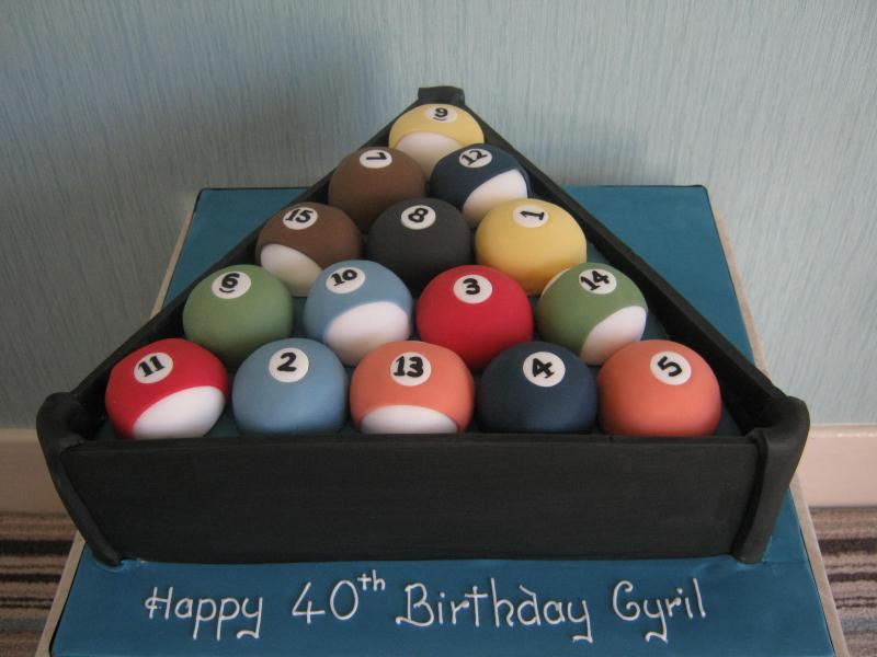 Pool Balls in Frame in vanilla sponge for Cyril's 50th birthdday