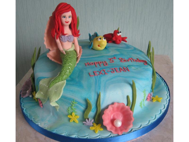 Ariel in vanilla sponge for Lexi-Jean in Blackpool 3rd birthday