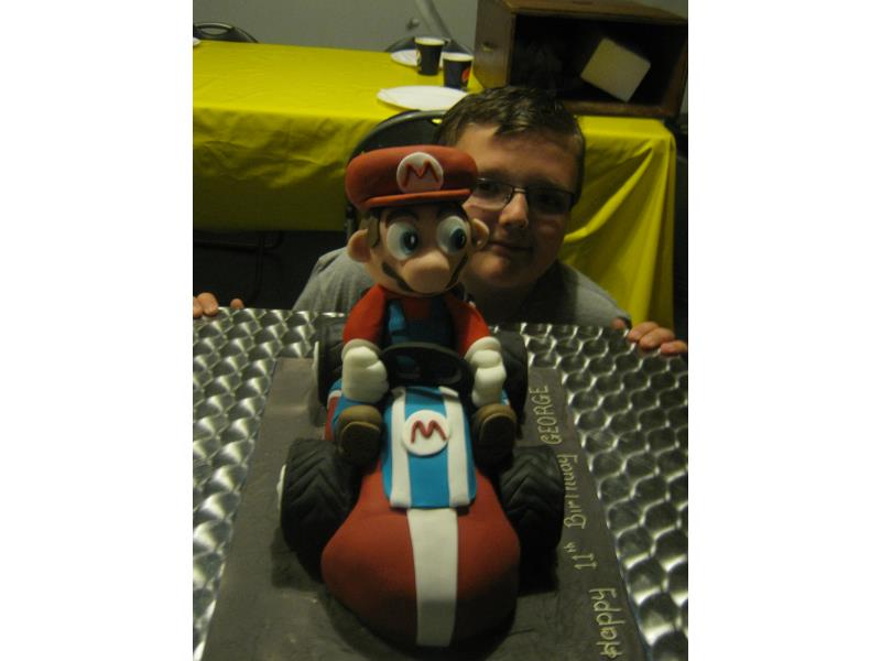 Super Mario and his Kart in chocolate sponge for George's 11th birthday in Blackpool