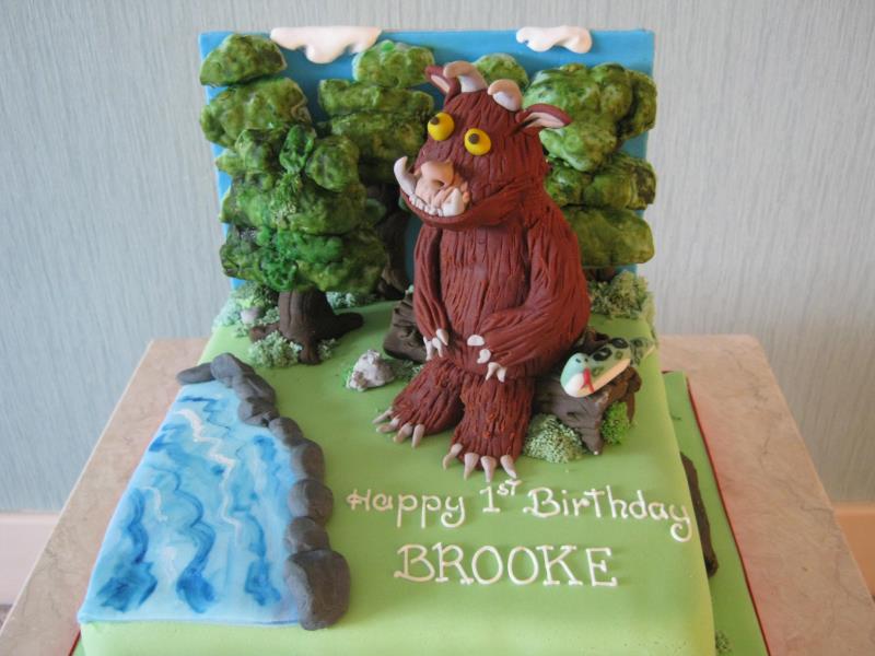 Gruffalo character in dairy free sponge for Brooke's birthday in Thornton