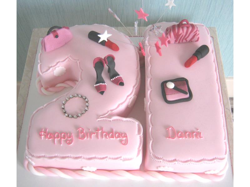 Danni - girly and glitzy 21st birthday cake in chocolate sponge for celbrations in 'Urmston