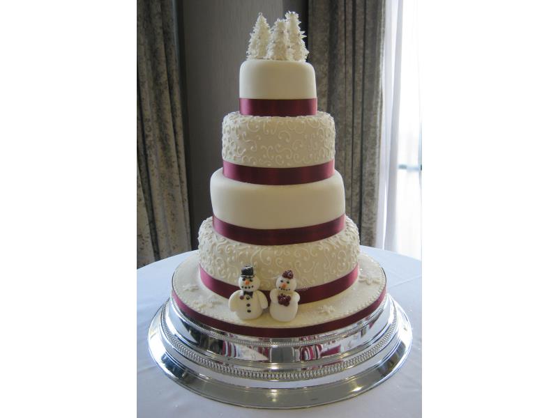 4 tier Burgandy Wedding Cake for Rachel & Stuart at their Reception at #Ribby Hall in #Kirkham, made from plain and lemon sponges and with fruit cake.