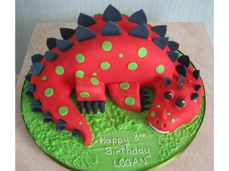 Red Dinosaur in lemon sponge for Logan in Bispham