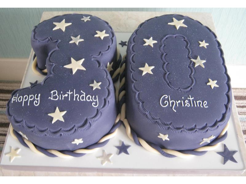 Cadbury purple 30th birthday cake for Christine from Preston in Madeira sponge