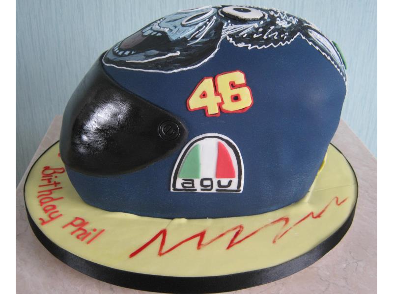 Valantino Rossi's Donkey helmet for Phil in Thornton-Cleveleys from lemon sponge