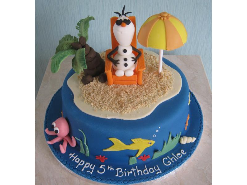 Olaf by the sea - Frozen themed plain sponge for Chloe in Blackpool