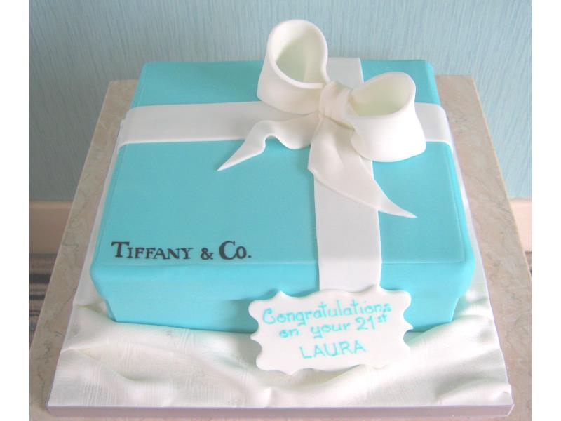 Tiffany Box for laura's 21st in chocolate sponge, held in Blackpool