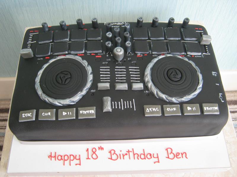 DJ Deck - a copy of Ben's own deck, made from vanilla sponge for his 18th birthday in Blackpool