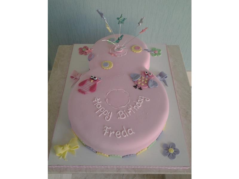 Pink, purple and glitzy for Freda's 8th birthday in Blackpool, from lemon sponge