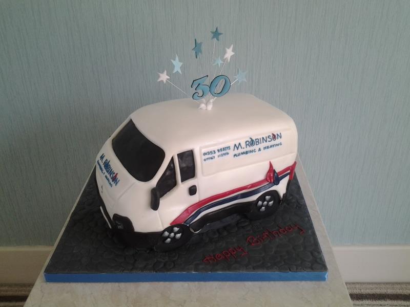 White Van Man cake for plumber Mark's 30th birthday in Preston, made from vanilla sponge