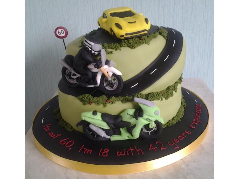 Biker - motorcycled themed birthday cake in Madeira for biker Perer's birthday in Thornton