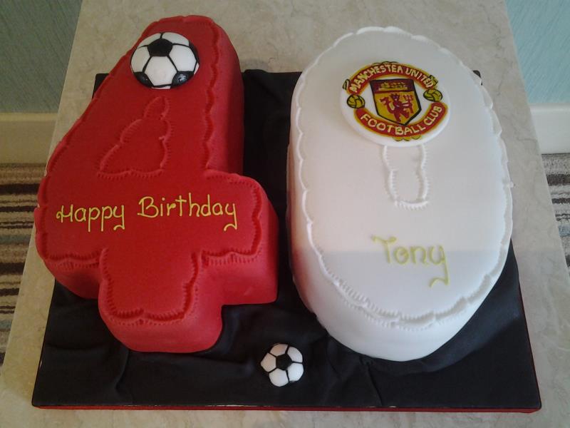Man Utd 40th birthday cake for Tony in Wesham made from Madeira sponge