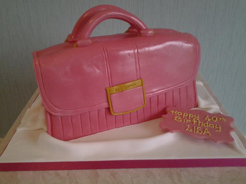 Ted Baker pink handbag cake in Madeira for Lisa in Blackpool