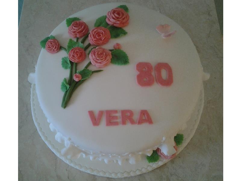 Vera 80th birthday cake in vanilla sponge in Thonton-Cleveleys