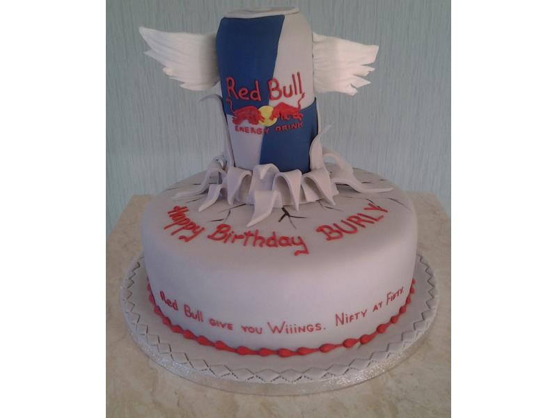Red Bull in Plain sponge for Daren's birthday in Blackpool