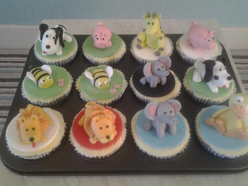 Cute Animals Cupcakes for Joseph's 1st birthday in Lytham, made from lemon sponge