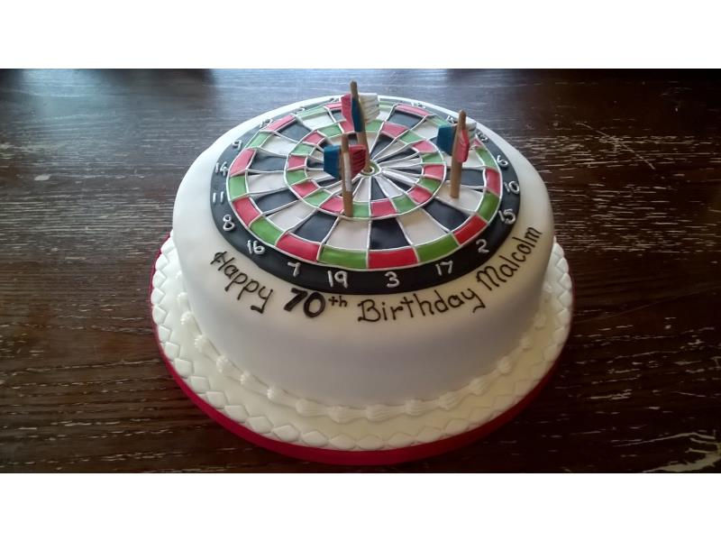 Dartboard - Malcom's 70th birthday in Lytham St Annes. Cake made from Madeira