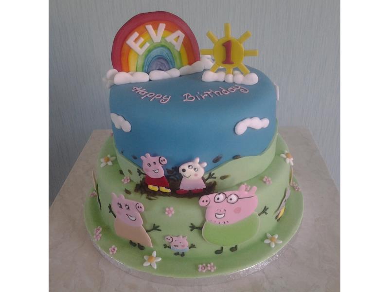 2 tier Peppa pig and family in vanilla sponge for Eva in Thornton