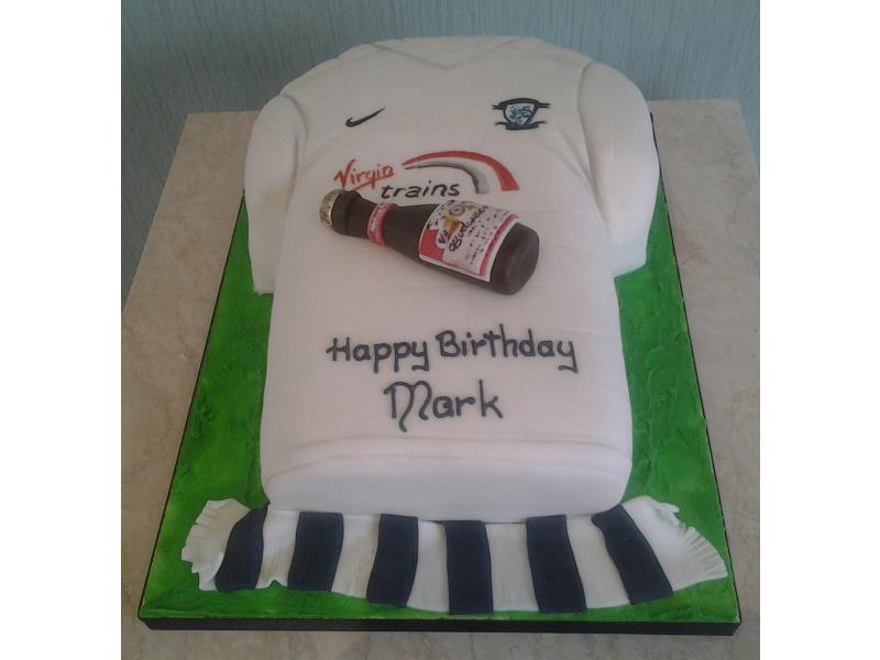 PNE shirt with Budweiser bottle for Mark in Freckleton made in plain sponge