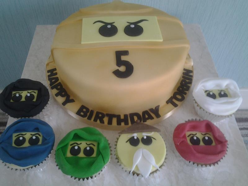 Ninjago cake and cupcakes for Torrin in Wesham with chocolate and Madeira sponges