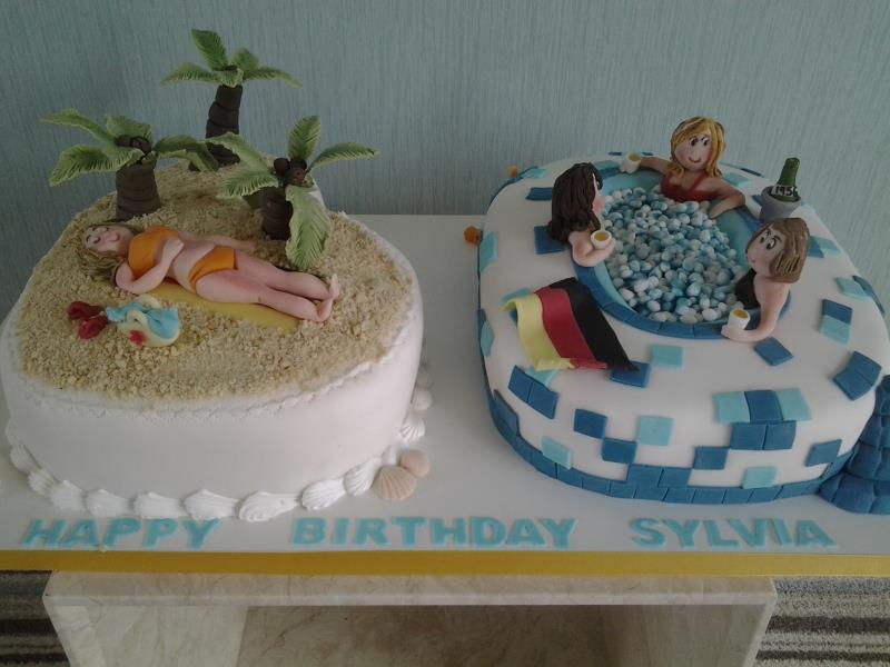 Beach scene and hot tub in vanilla sponge for sylvia and friends in Preesall