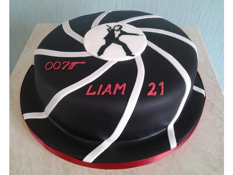 James Bond themed cake for Liam's 21st in Blackpool, made from plain sponge