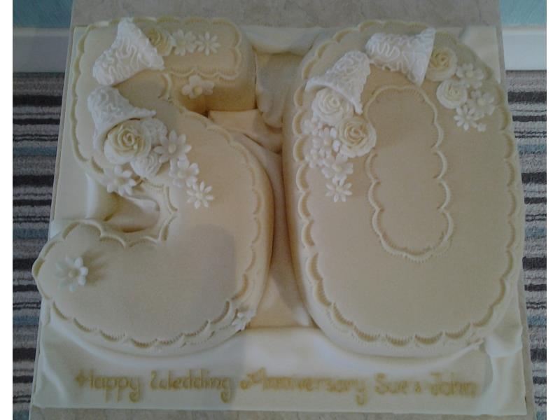Golden wedding anniversary in Wrea Green made from plain sponge