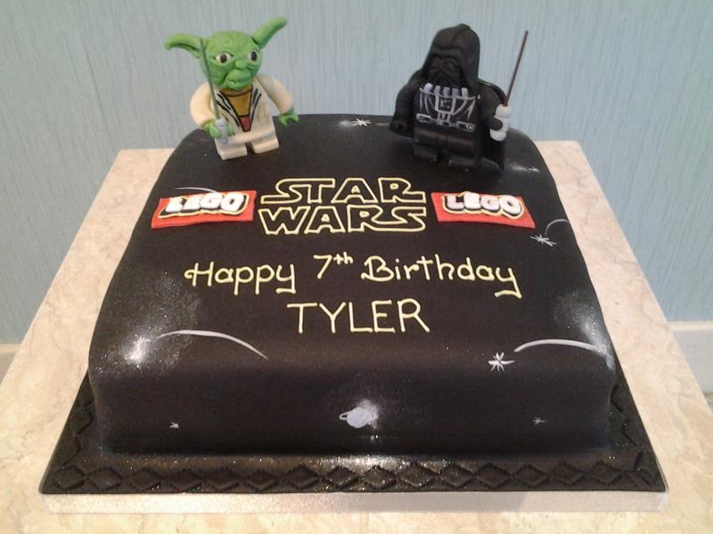 Star Wars with Lego in chocolate sponge with Yoda and Darth Vader figures for Tyler in Poulton