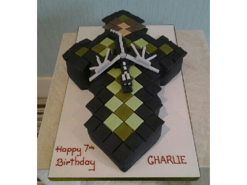 Minecraft Diamond Sword in chocolate sponge for Charlie in Blackpool