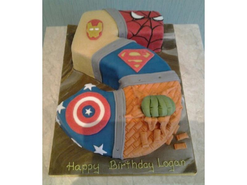 Superheroes 5 in plain sponge with Superman, Spiderman, Capt. America, and Hulk for Logan in Wesham