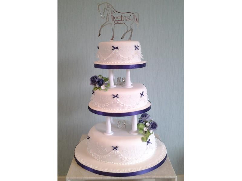 Flowers & Pillars - 3 tier wedding cake in vanilla  and lemon sponges and fruit cake for Nicola and Daniel in Blackpool