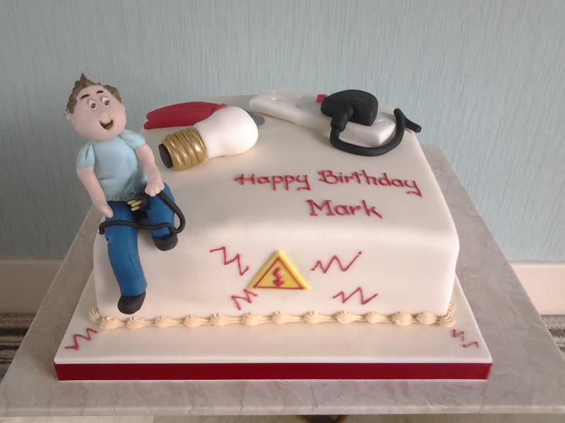 Sparks - birthday cake in vanilla sponge for elecrtician Mark in Freckleton