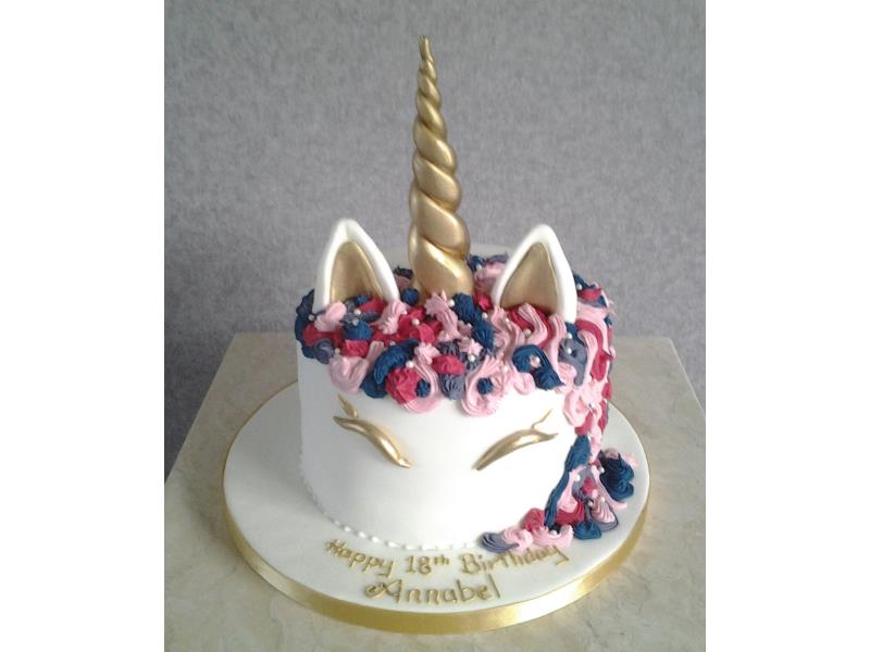 Unicorn cake for Annabel's 18th bithday in Poulton. Made from chocolate sponge