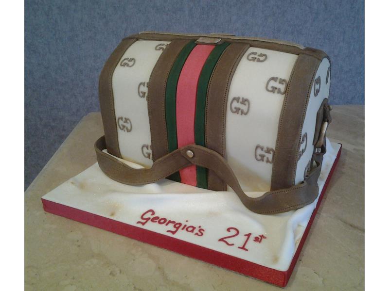 Gucci handbag as coming of age cake for Georgia in Blackpool. Made from vanilla sponge.