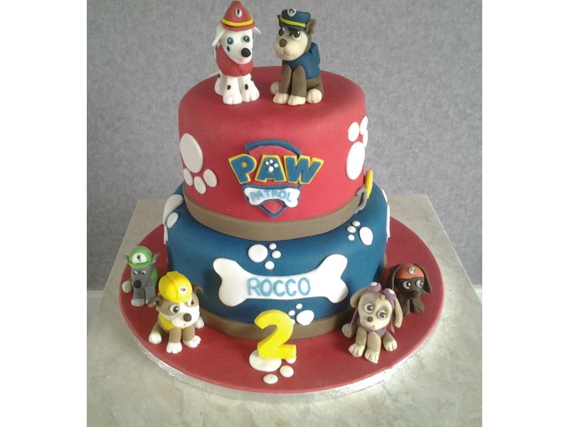 Paw  Patrol 2 tier - Rocco'sin Lytham's 2nd birthday. Made from vanilla sponge