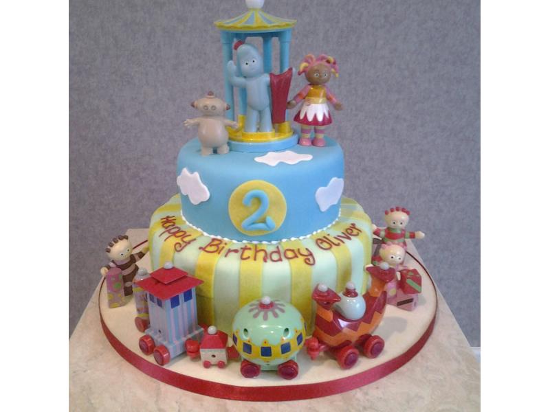 Iggle Piggle and In The Night Garden friends, made from cholcolate and vanilla sponges for Oliver in Blackpool