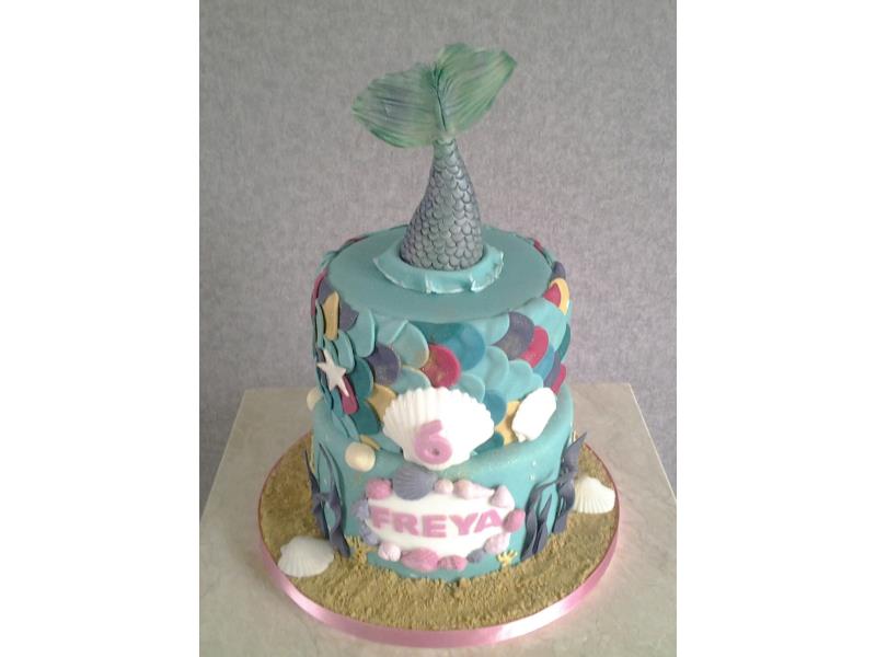 Mermaid - chocolate and vanilla sponges for Freya in Blackpool.