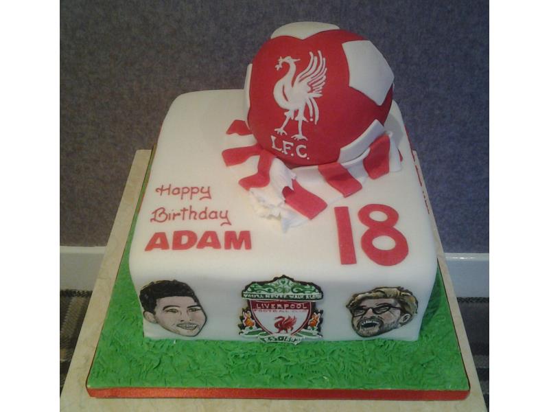 Liverpool FC 18th birthday cake  with Firmino and Klopp