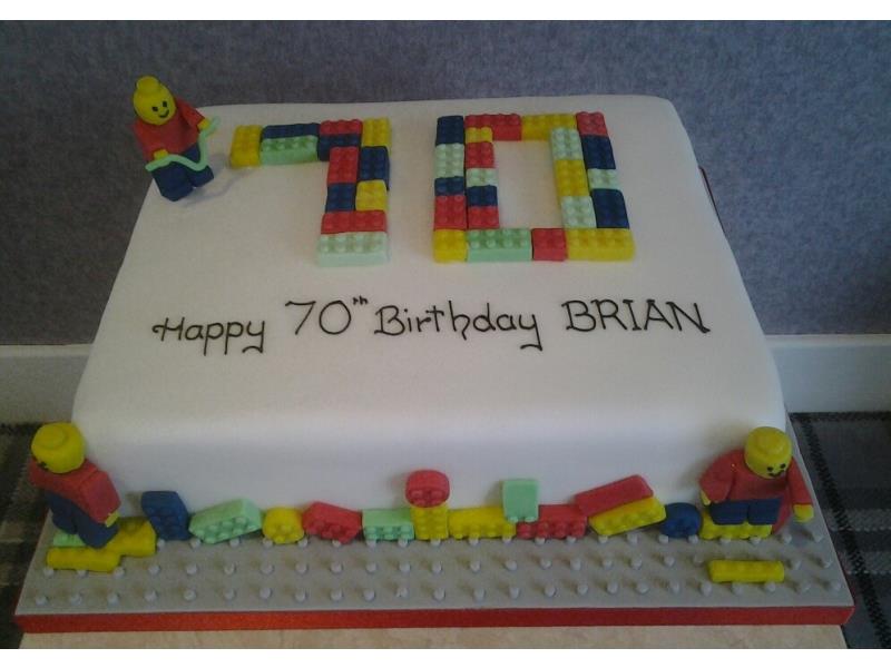 Lego style 70th birthday cake
