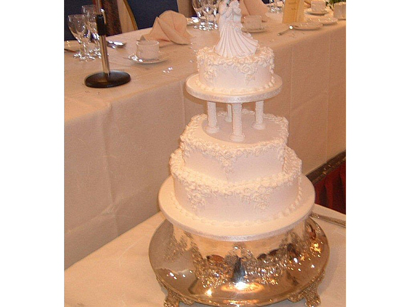 Zara - 3 tier white traditional royal iced wedding cake with hand made royal ice roses for Zara, Garstang