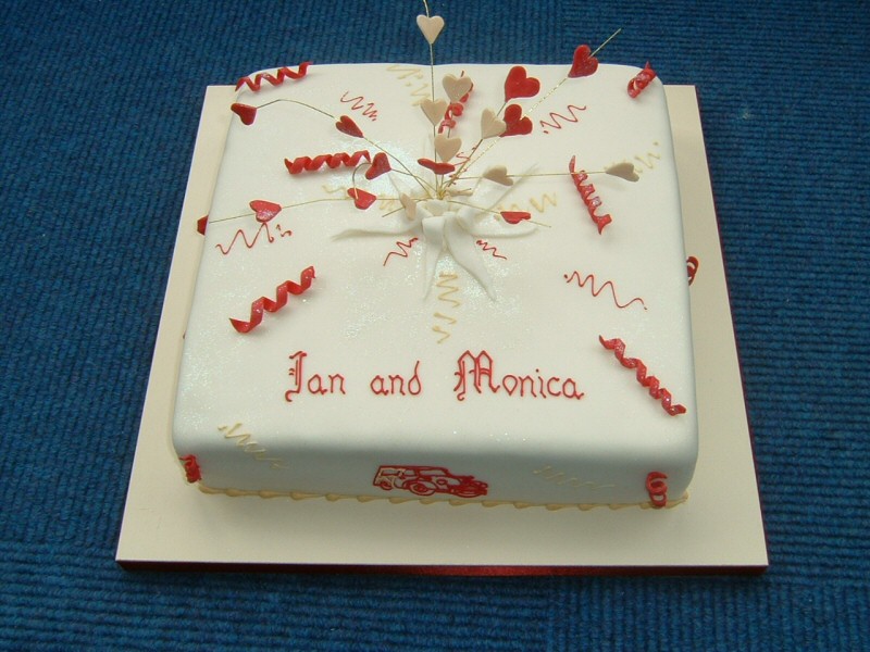 Hearts and streamers - Engagement cake for Ian and Monica of Poulton