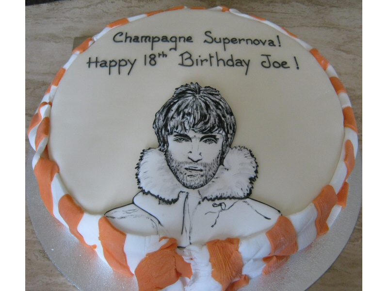 Liam - 18th birthday Liam (Oasis) cake for a Blackpool Football Club fan.
